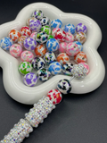 UV Coating Multi-Color Cow Prints Round Acrylic Beads, 16MM