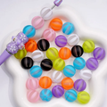 Round Frosted Watermelon Stripes Multi-Color beads